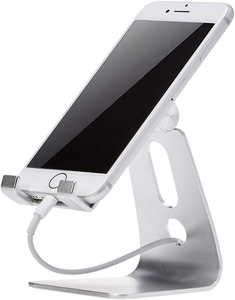 Adjustable Aluminum Phone Stand for Cell Phones, Iphone and Android, 3.15 X 2.87 X 3.74 Inch, Silver